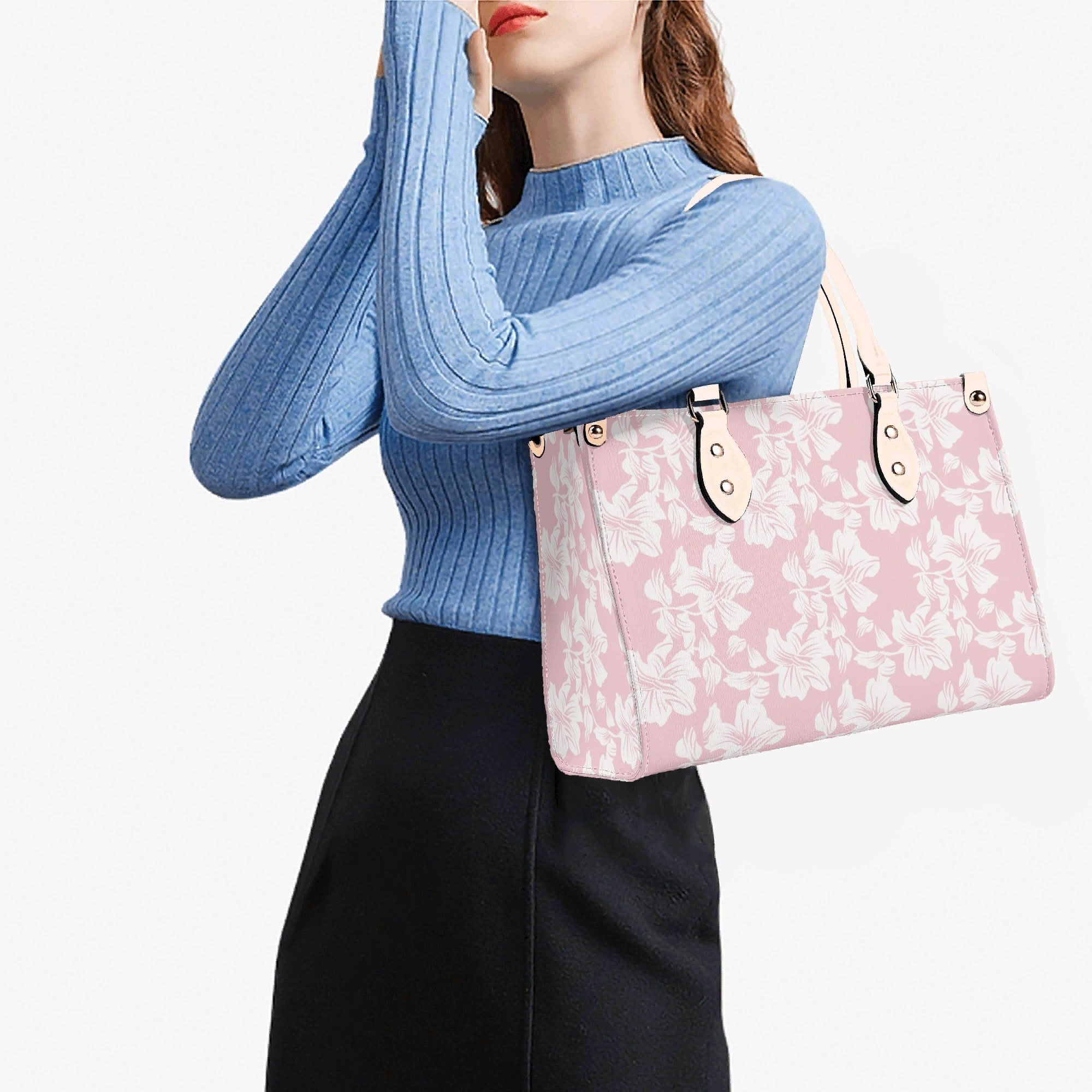 Pink Hawaiian Foliage Luxury PU Leather Handbag Luxury PU Leather Handbag Plants Printed Offshore