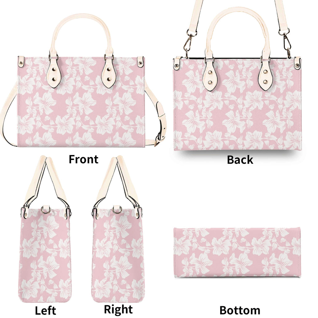 Pink Hawaiian Foliage Luxury PU Leather Handbag Luxury PU Leather Handbag Plants Printed Offshore