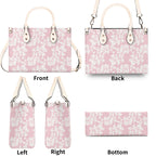 Pink Hawaiian Foliage Luxury PU Leather Handbag Luxury PU Leather Handbag Plants Printed Offshore