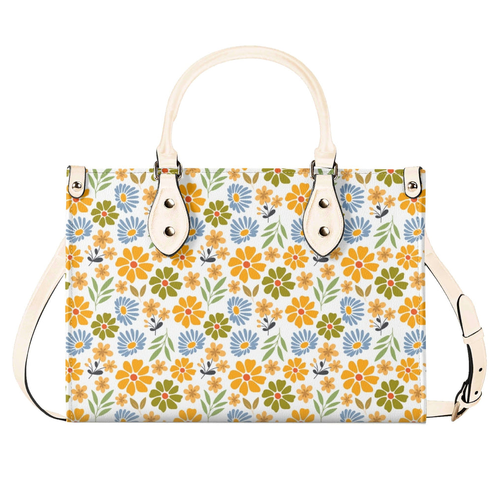 Retro boho Flowers Luxury PU Leather Handbag Luxury PU Leather Handbag Plants Printed Offshore Retro