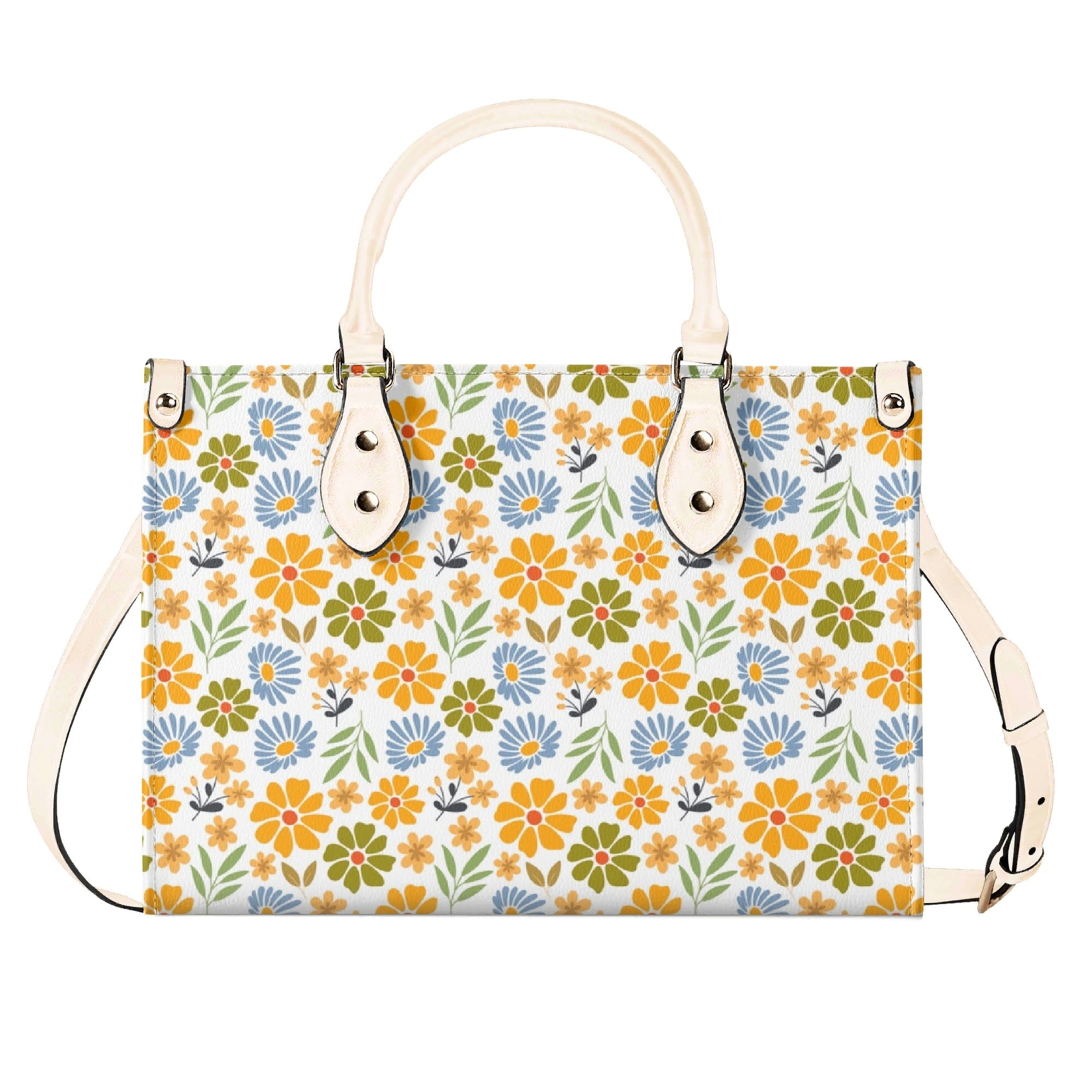 Retro boho Flowers Luxury PU Leather Handbag Luxury PU Leather Handbag Plants Printed Offshore Retro