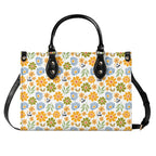Retro boho Flowers Luxury PU Leather Handbag Luxury PU Leather Handbag Plants Printed Offshore Retro