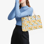 Retro boho Flowers Luxury PU Leather Handbag Luxury PU Leather Handbag Plants Printed Offshore Retro