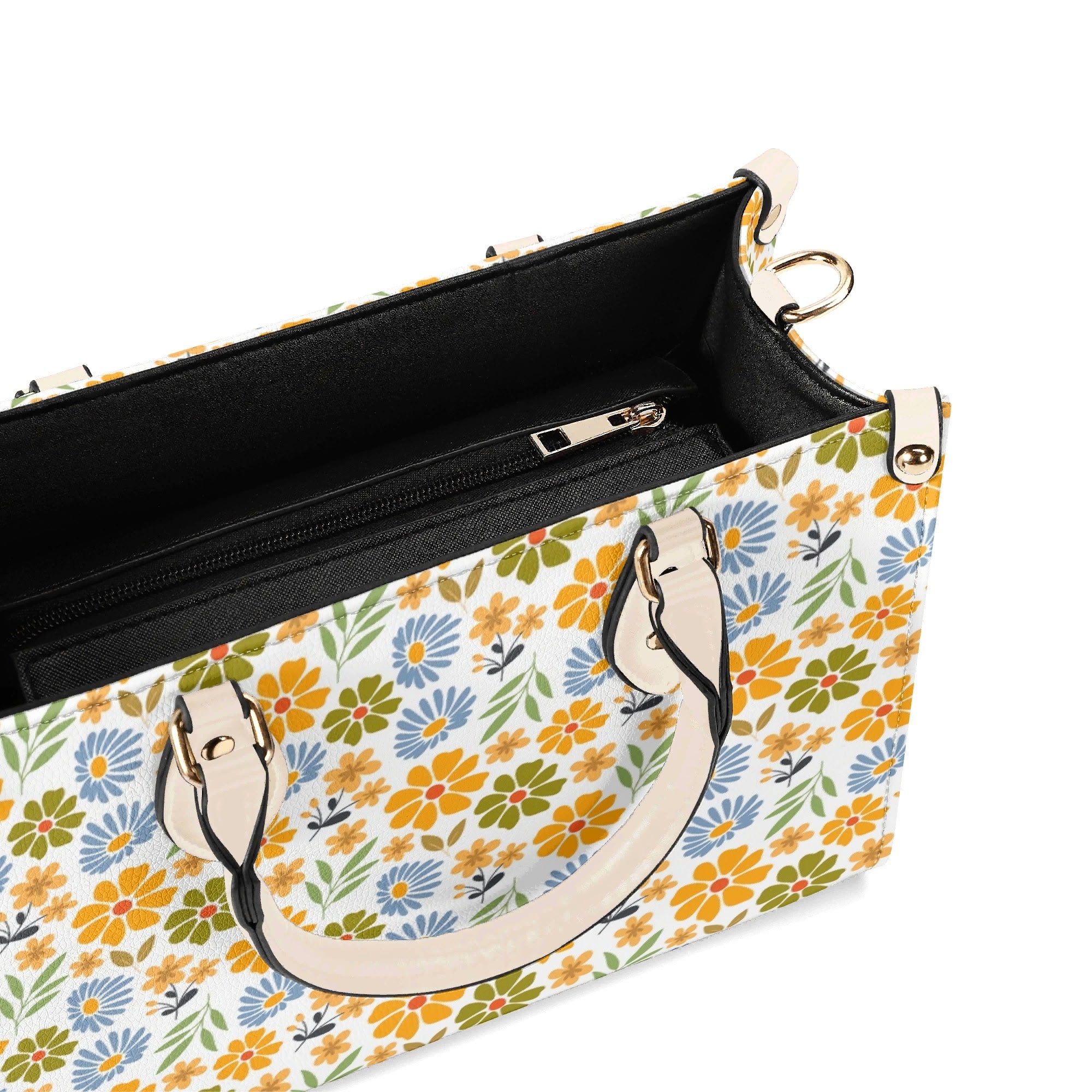 Retro boho Flowers Luxury PU Leather Handbag Luxury PU Leather Handbag Plants Printed Offshore Retro