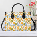 Retro boho Flowers Luxury PU Leather Handbag Black Luxury PU Leather Handbag Plants Printed Offshore Retro