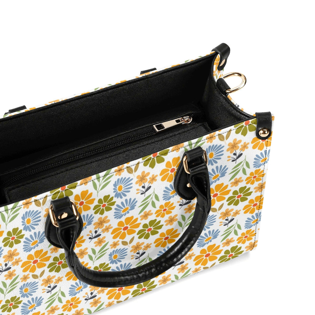 Retro boho Flowers Luxury PU Leather Handbag Luxury PU Leather Handbag Plants Printed Offshore Retro