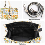 Retro boho Flowers Luxury PU Leather Handbag Luxury PU Leather Handbag Plants Printed Offshore Retro