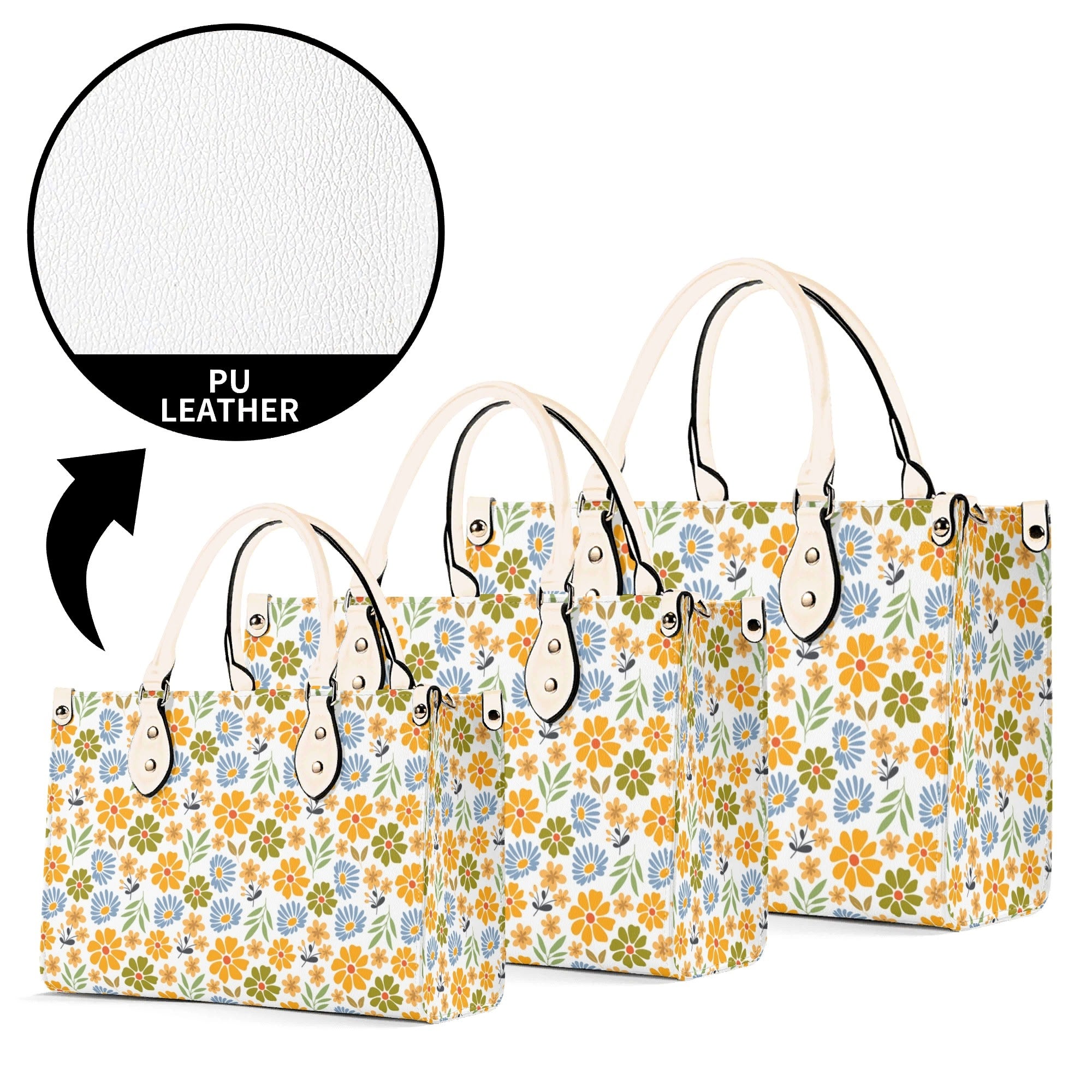 Retro boho Flowers Luxury PU Leather Handbag Luxury PU Leather Handbag Plants Printed Offshore Retro