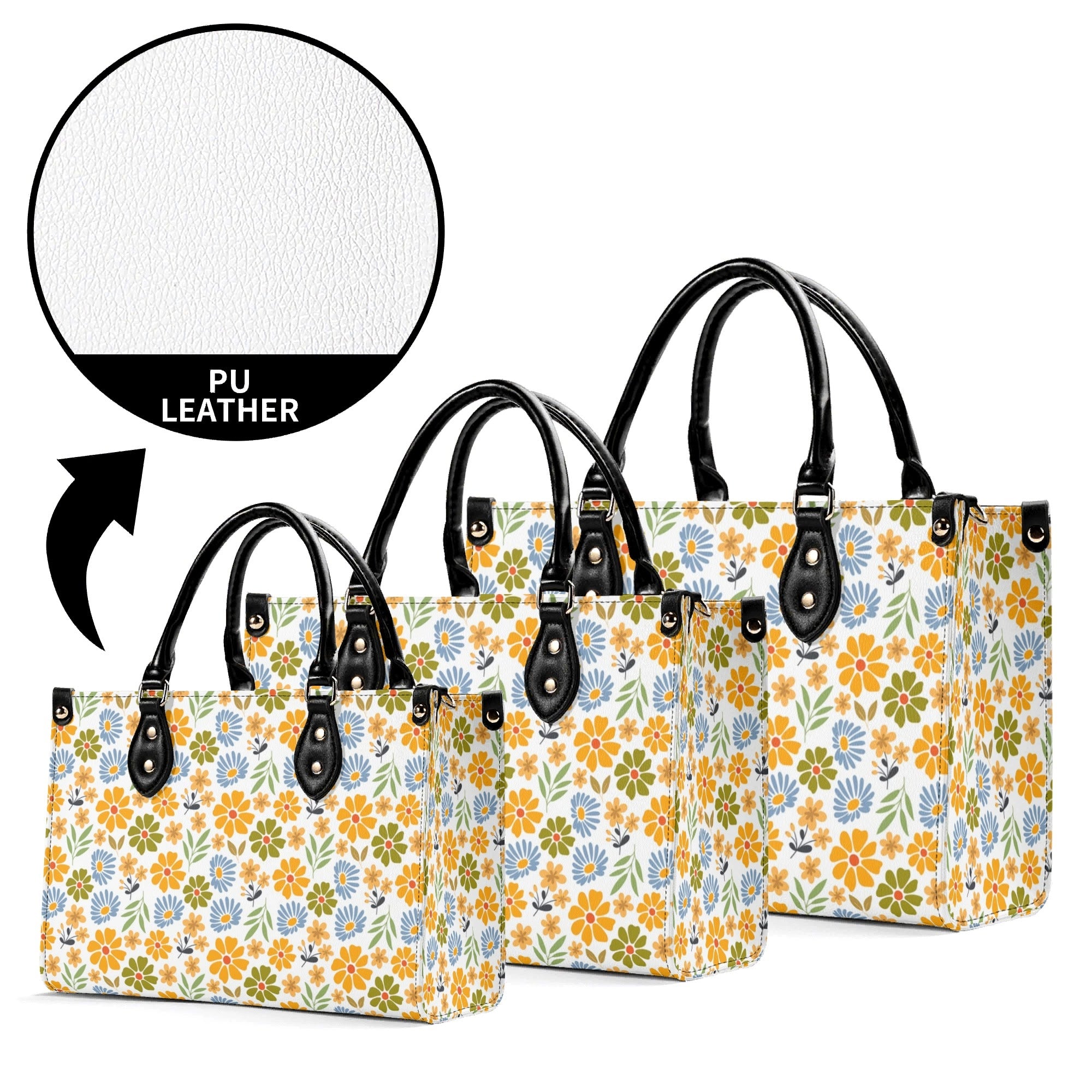 Retro boho Flowers Luxury PU Leather Handbag Luxury PU Leather Handbag Plants Printed Offshore Retro
