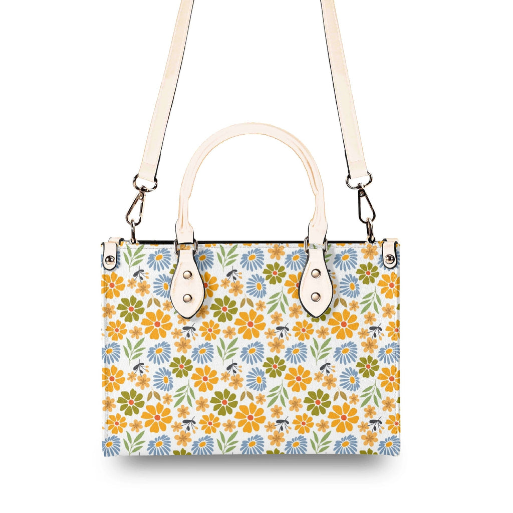 Retro boho Flowers Luxury PU Leather Handbag Luxury PU Leather Handbag Plants Printed Offshore Retro