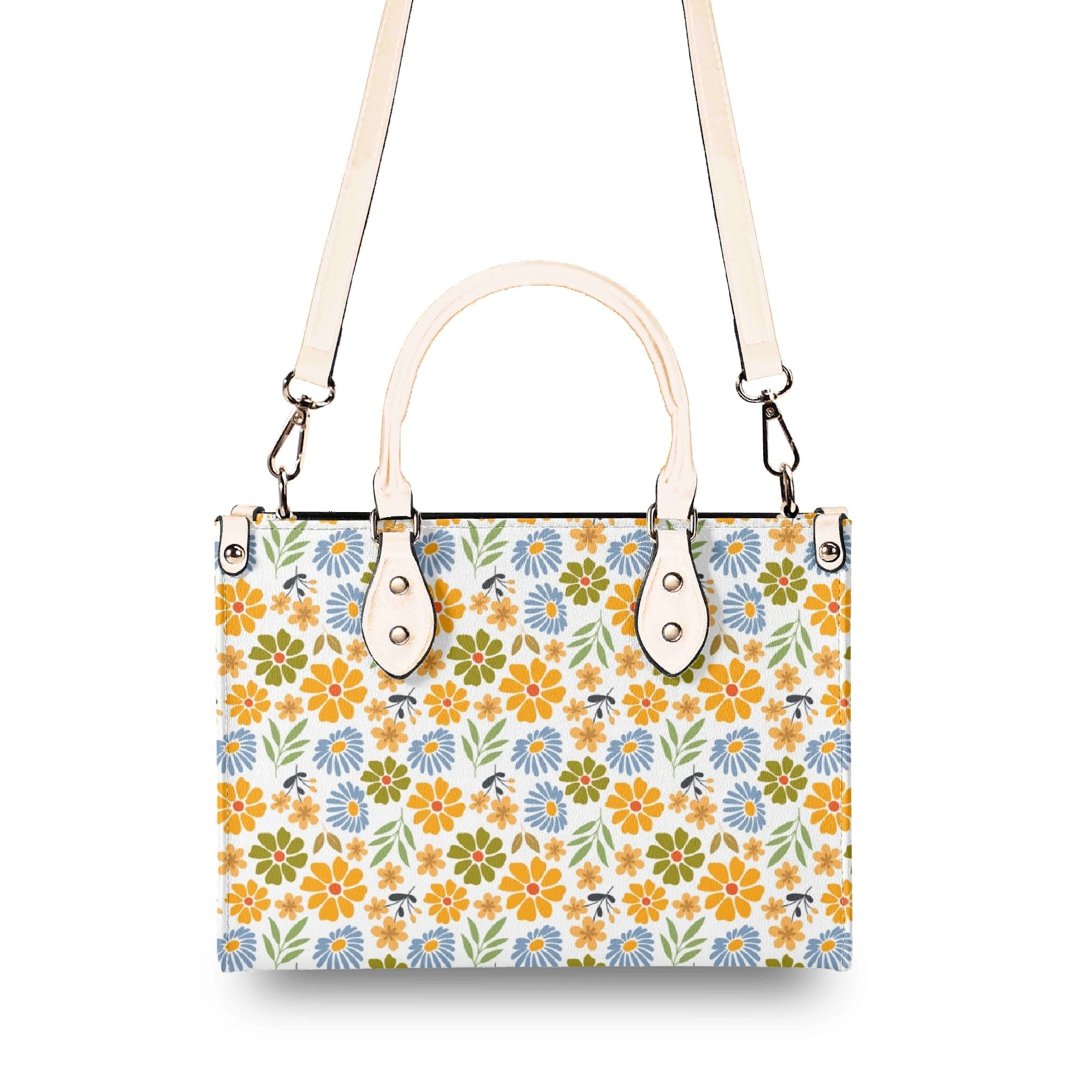 Retro boho Flowers Luxury PU Leather Handbag Luxury PU Leather Handbag Plants Printed Offshore Retro