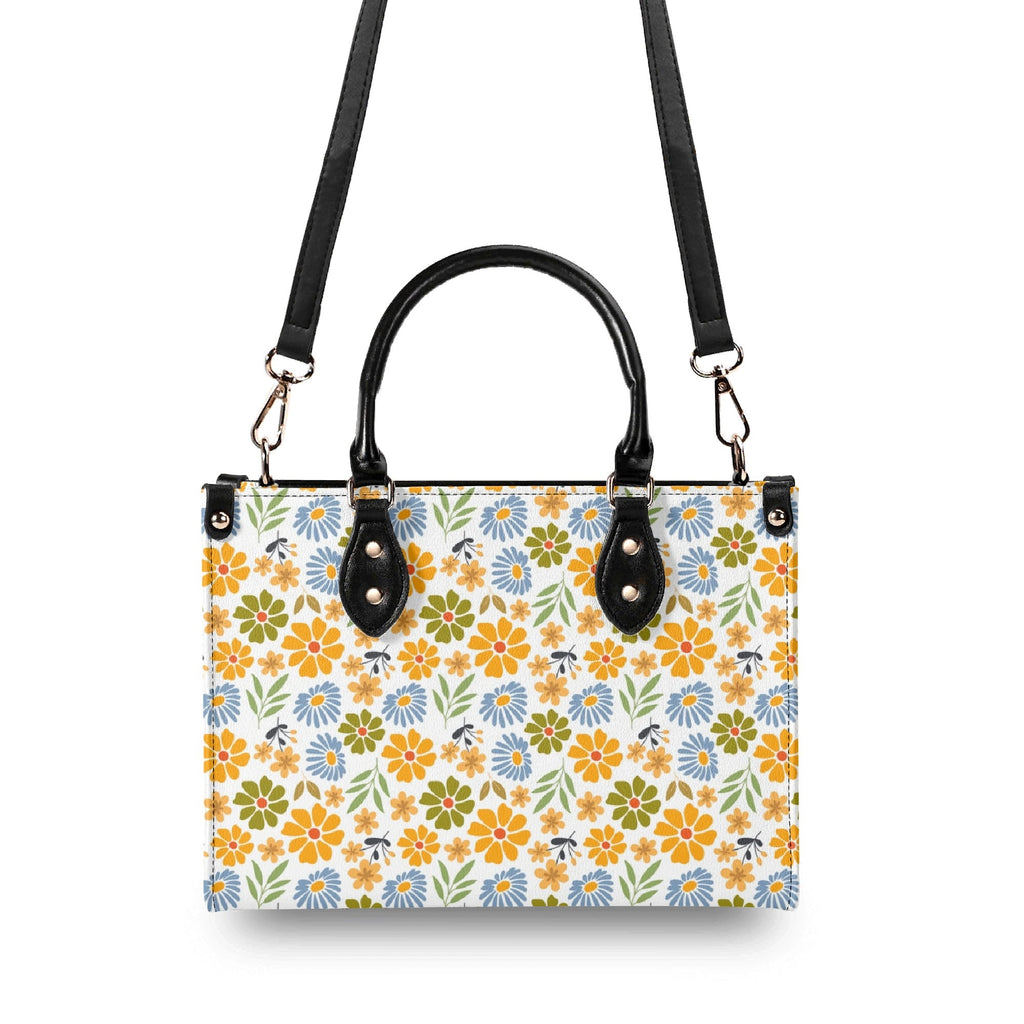 Retro boho Flowers Luxury PU Leather Handbag Luxury PU Leather Handbag Plants Printed Offshore Retro