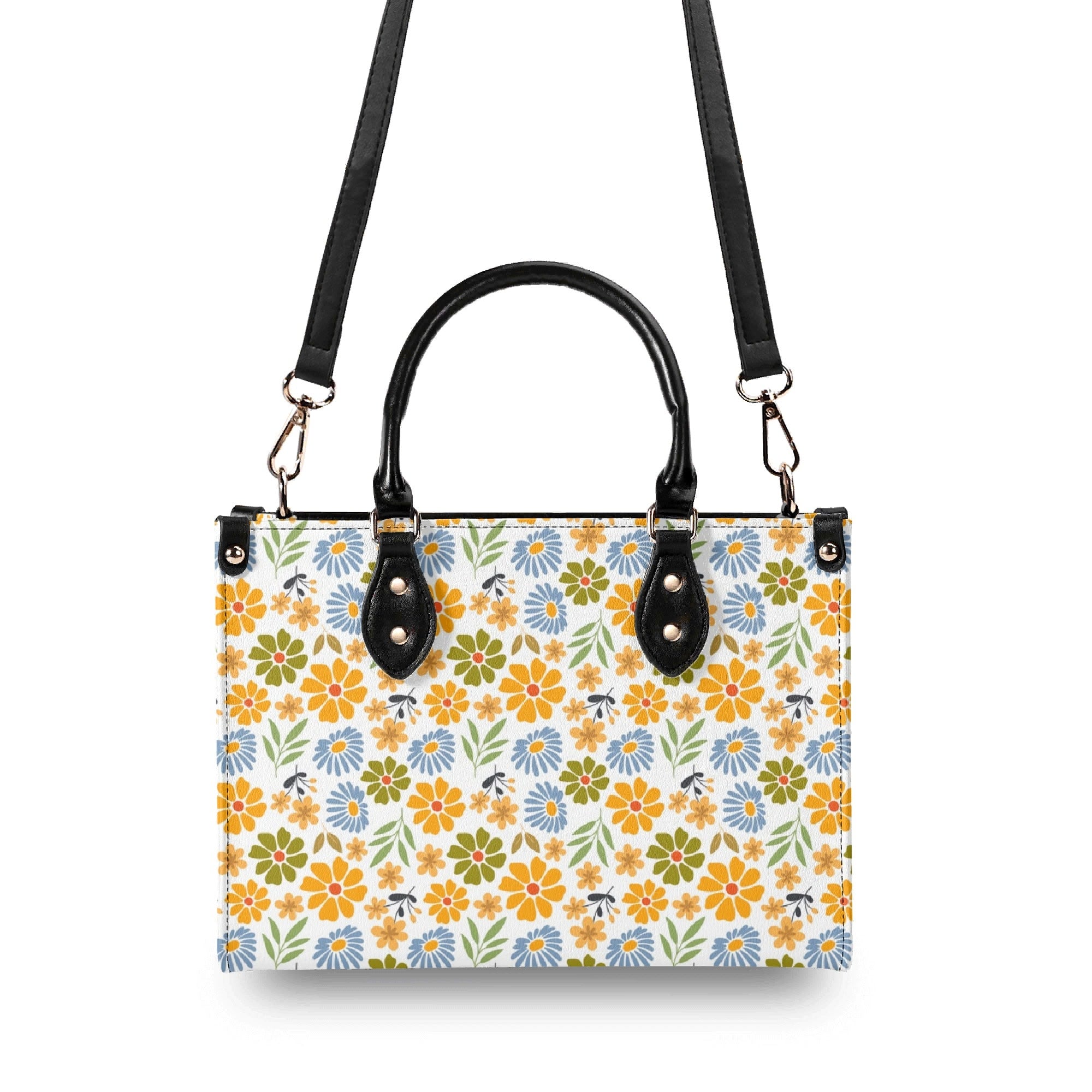 Retro boho Flowers Luxury PU Leather Handbag Luxury PU Leather Handbag Plants Printed Offshore Retro