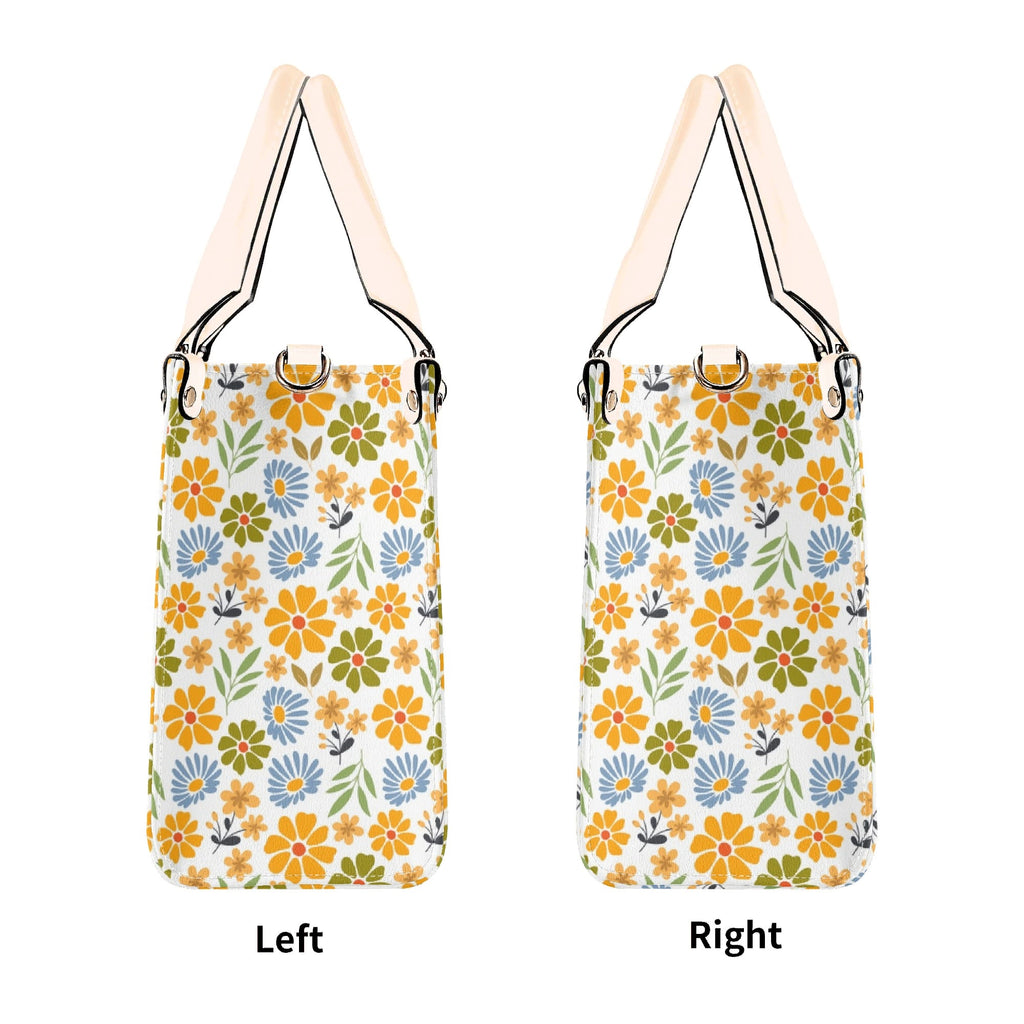Retro boho Flowers Luxury PU Leather Handbag Luxury PU Leather Handbag Plants Printed Offshore Retro