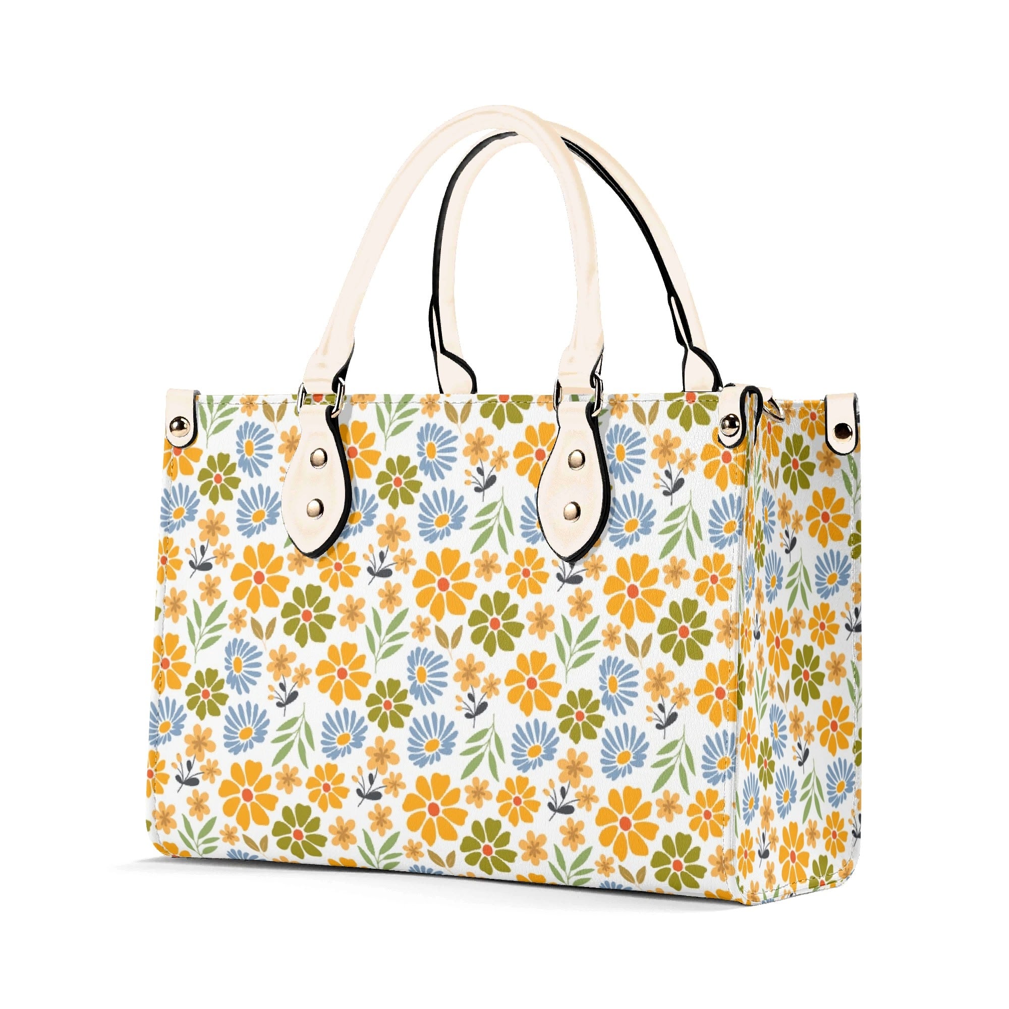 Retro boho Flowers Luxury PU Leather Handbag Luxury PU Leather Handbag Plants Printed Offshore Retro