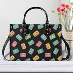Colourful Cassette Tapes Luxury PU Leather Handbag L Luxury PU Leather Handbag Music Printed Offshore Retro