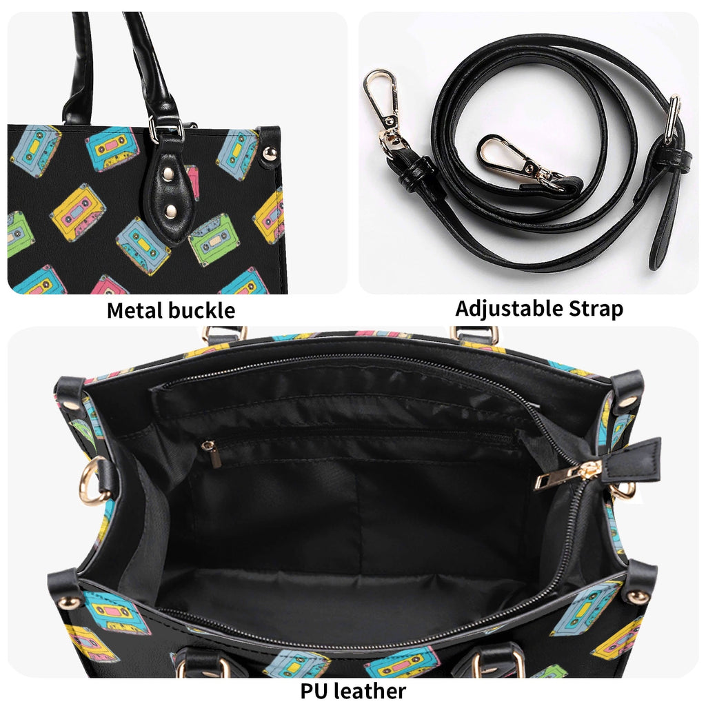 Colourful Cassette Tapes Luxury PU Leather Handbag Luxury PU Leather Handbag Music Printed Offshore Retro