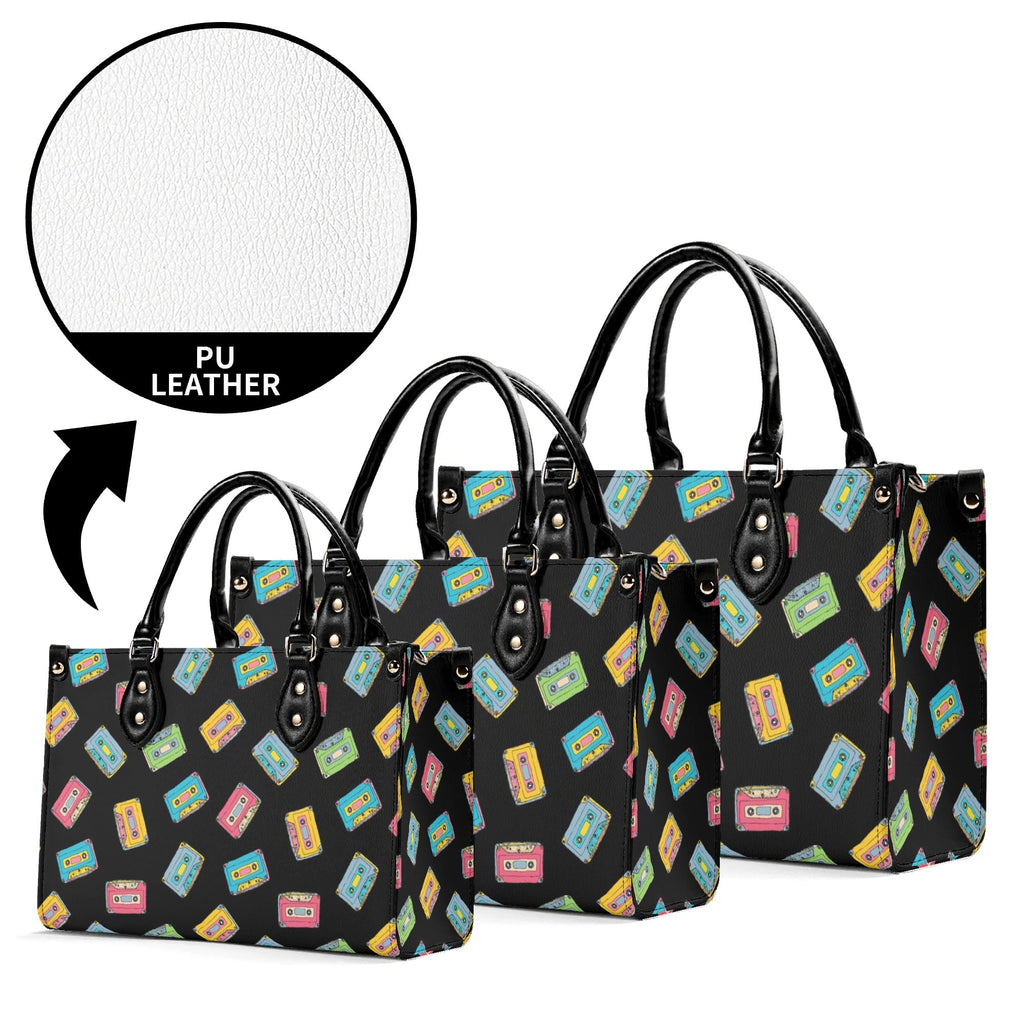 Colourful Cassette Tapes Luxury PU Leather Handbag Luxury PU Leather Handbag Music Printed Offshore Retro