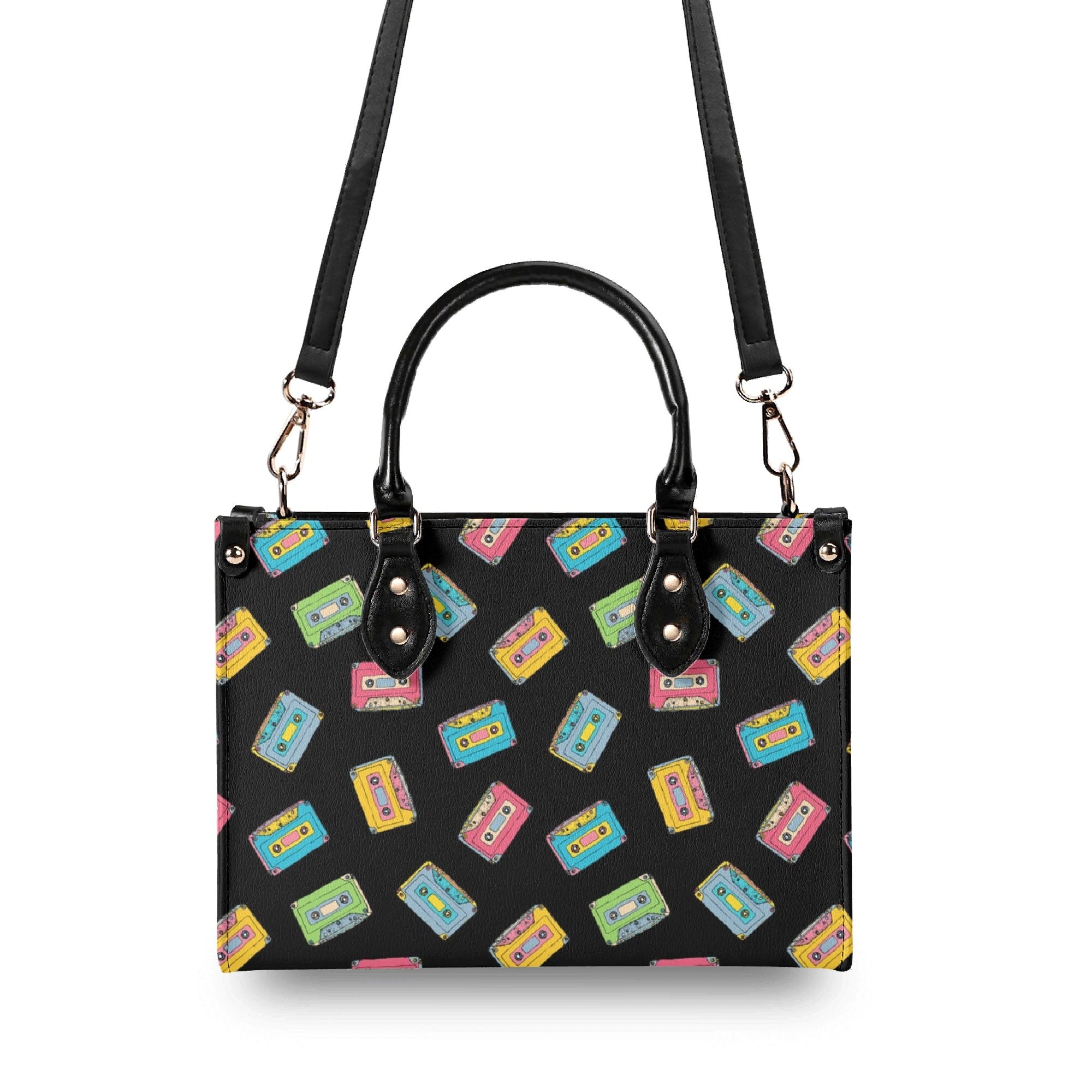 Colourful Cassette Tapes Luxury PU Leather Handbag Luxury PU Leather Handbag Music Printed Offshore Retro