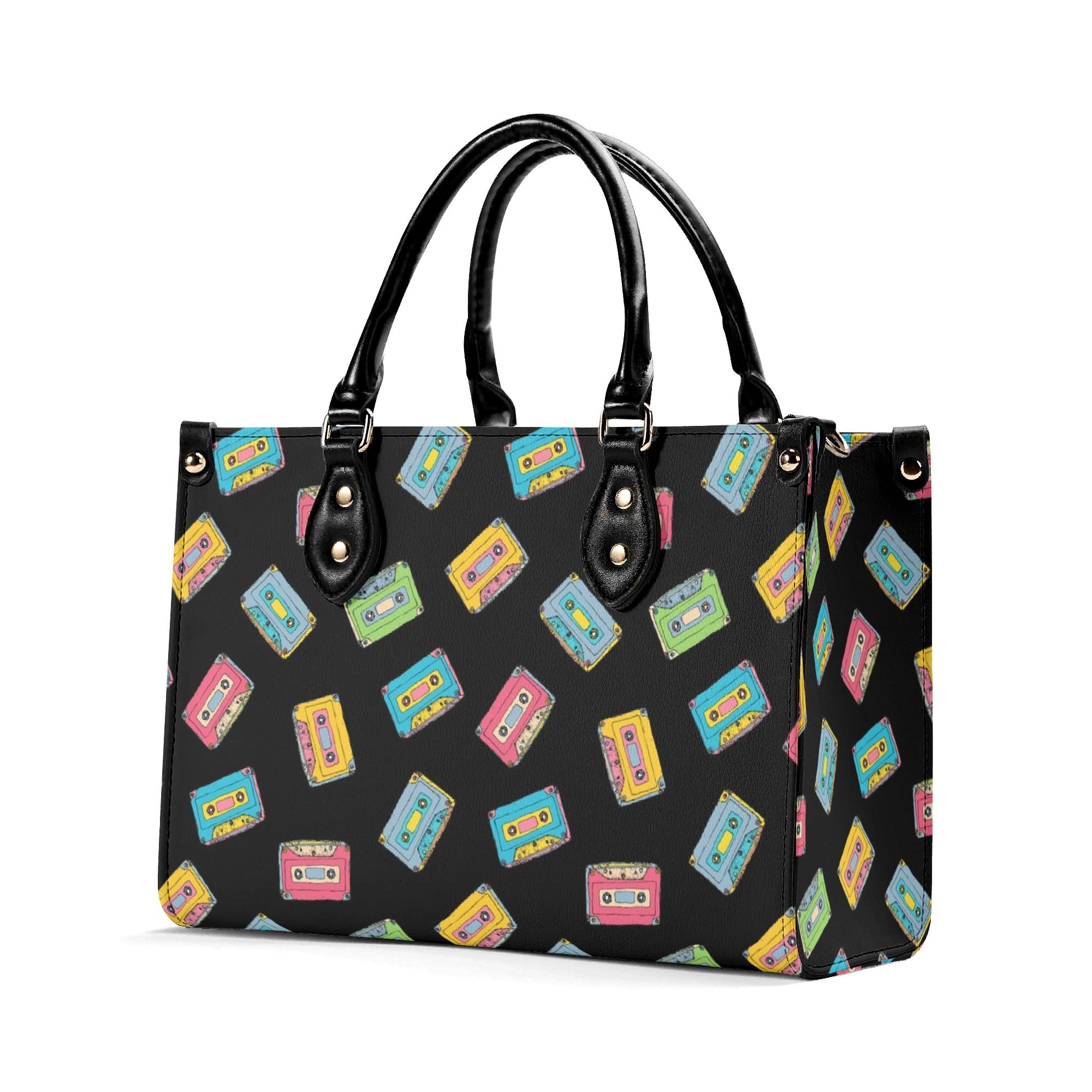 Colourful Cassette Tapes Luxury PU Leather Handbag Luxury PU Leather Handbag Music Printed Offshore Retro