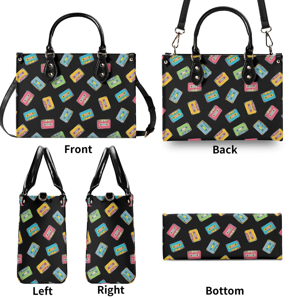 Colourful Cassette Tapes Luxury PU Leather Handbag Luxury PU Leather Handbag Music Printed Offshore Retro