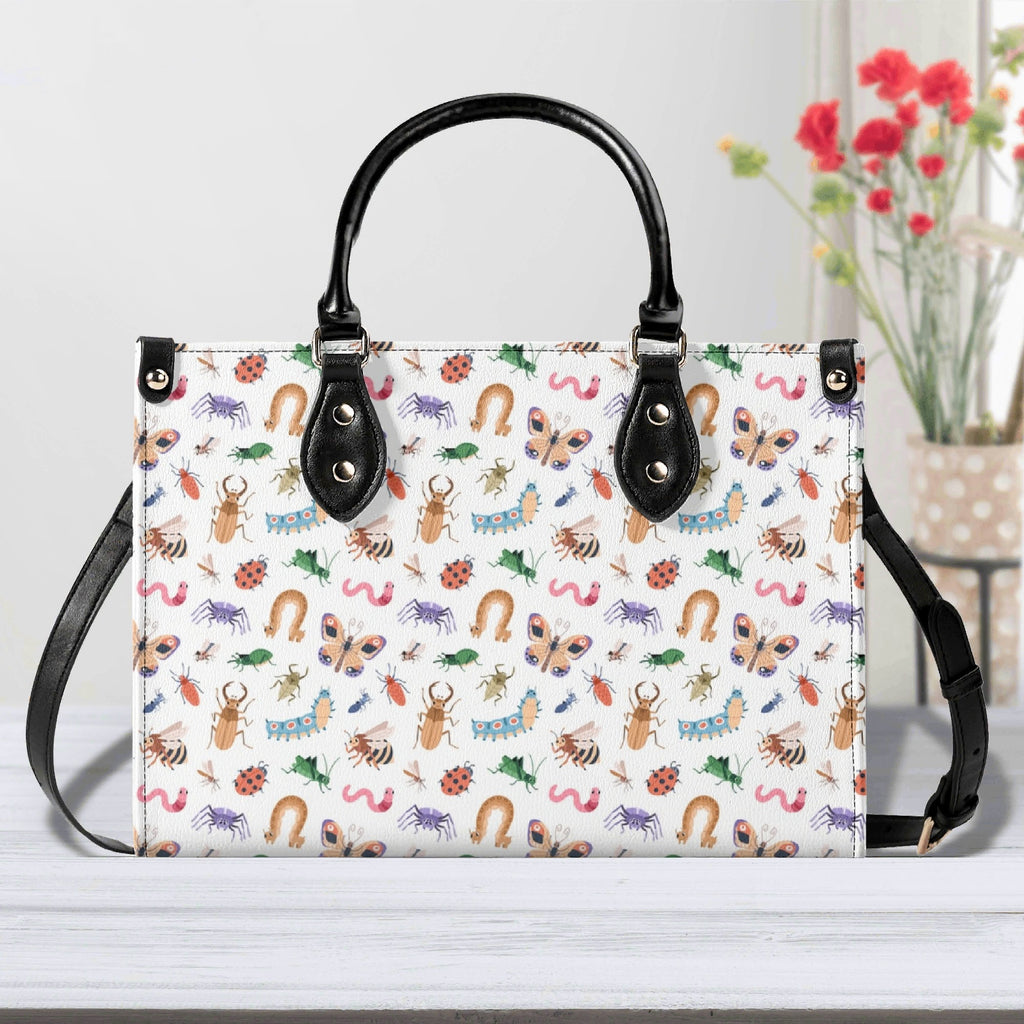 Cute Little Bugs Luxury PU Leather Handbag Black Luxury PU Leather Handbag animal Printed Offshore