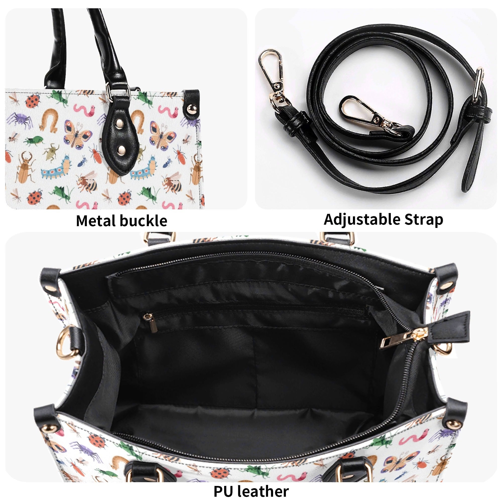 Cute Little Bugs Luxury PU Leather Handbag Luxury PU Leather Handbag animal Printed Offshore