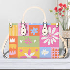 Floral Patchwork Luxury PU Leather Handbag Beige Luxury PU Leather Handbag Printed Offshore