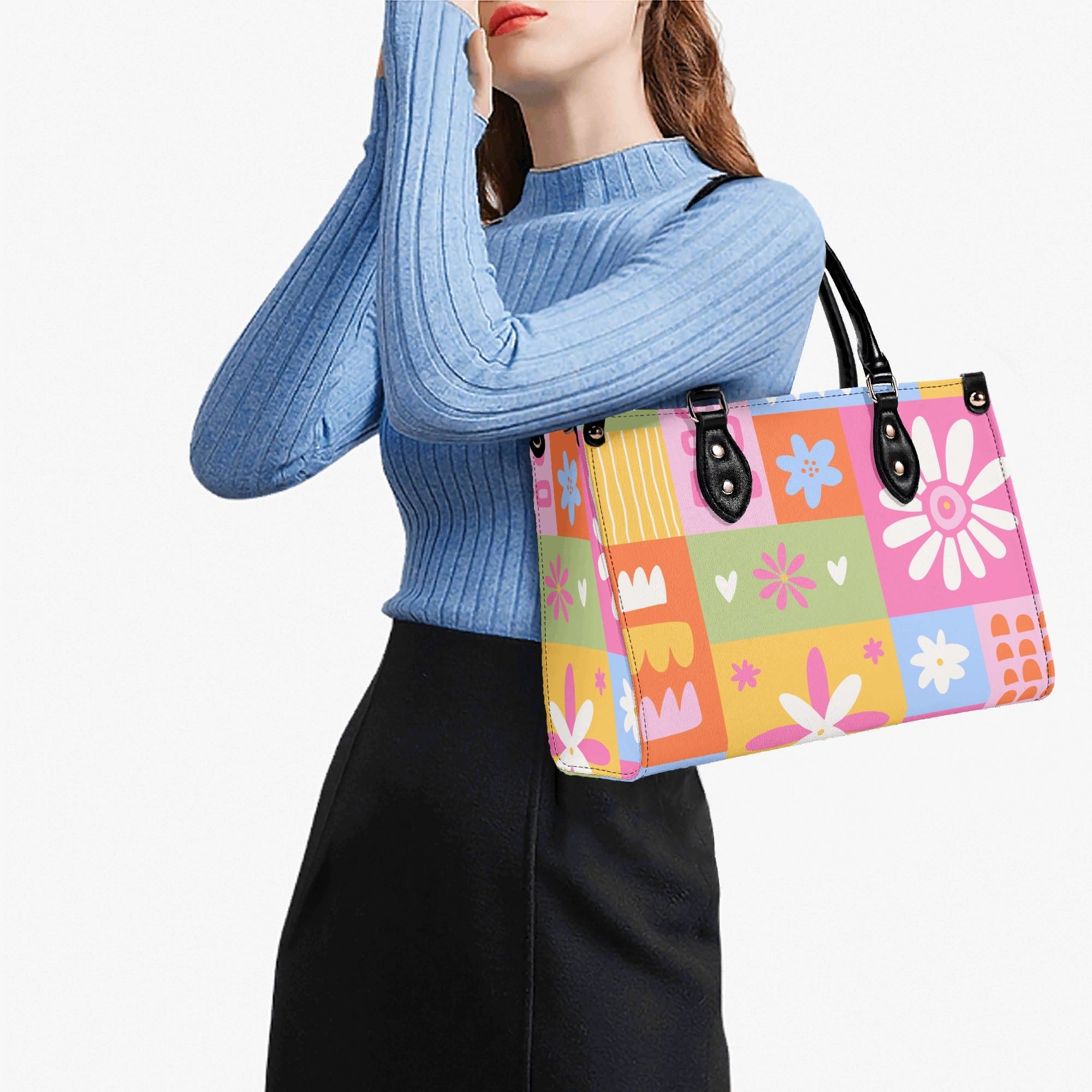 Floral Patchwork Luxury PU Leather Handbag Luxury PU Leather Handbag Printed Offshore