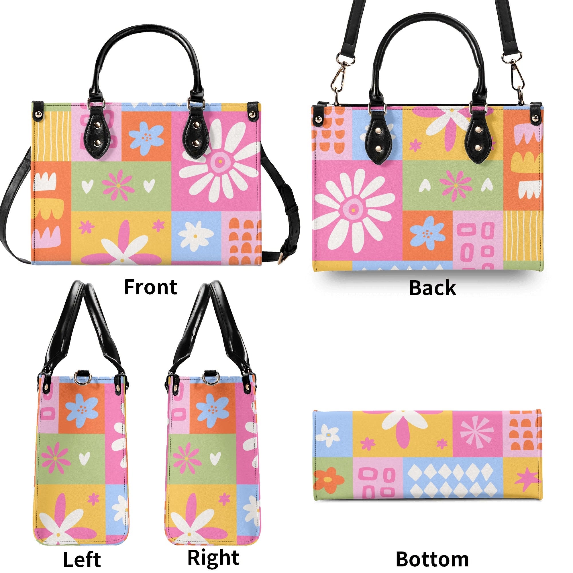 Floral Patchwork Luxury PU Leather Handbag Luxury PU Leather Handbag Printed Offshore