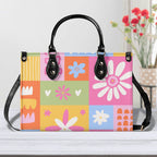 Floral Patchwork Luxury PU Leather Handbag Black Luxury PU Leather Handbag Printed Offshore
