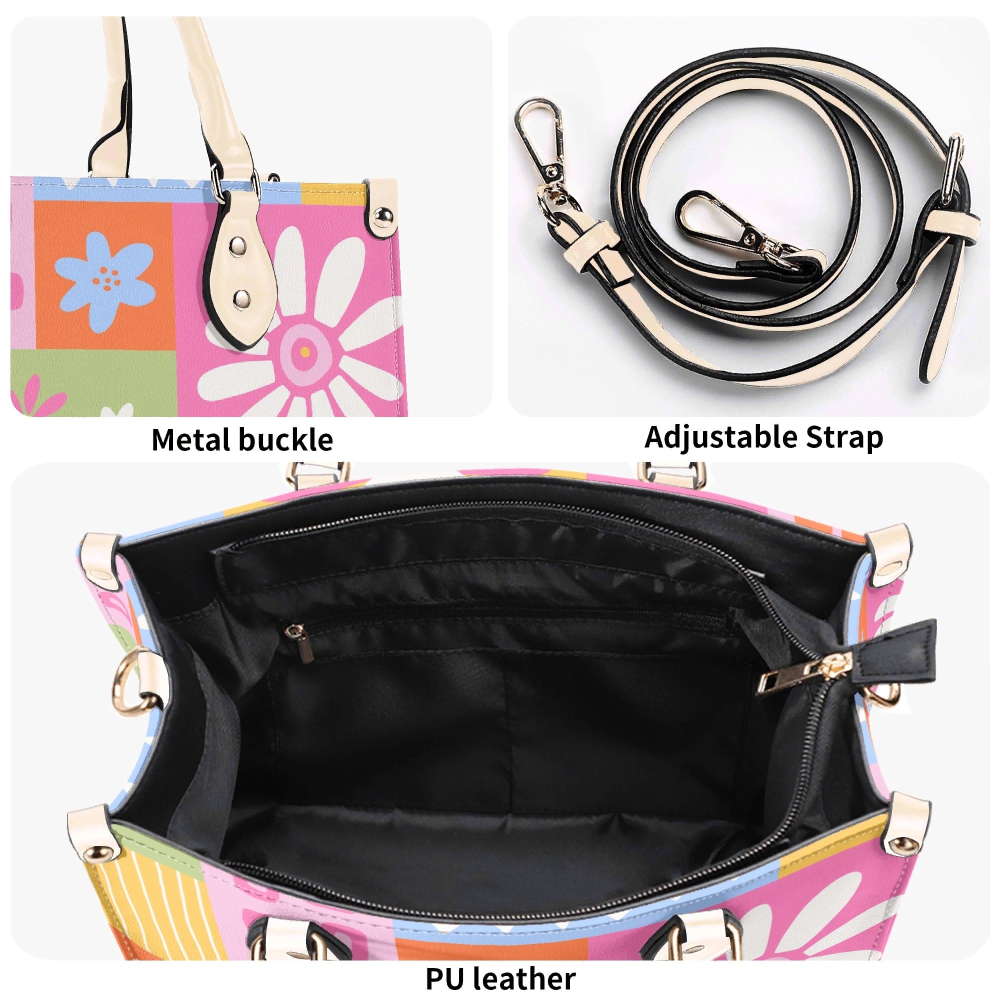 Floral Patchwork Luxury PU Leather Handbag Luxury PU Leather Handbag Printed Offshore