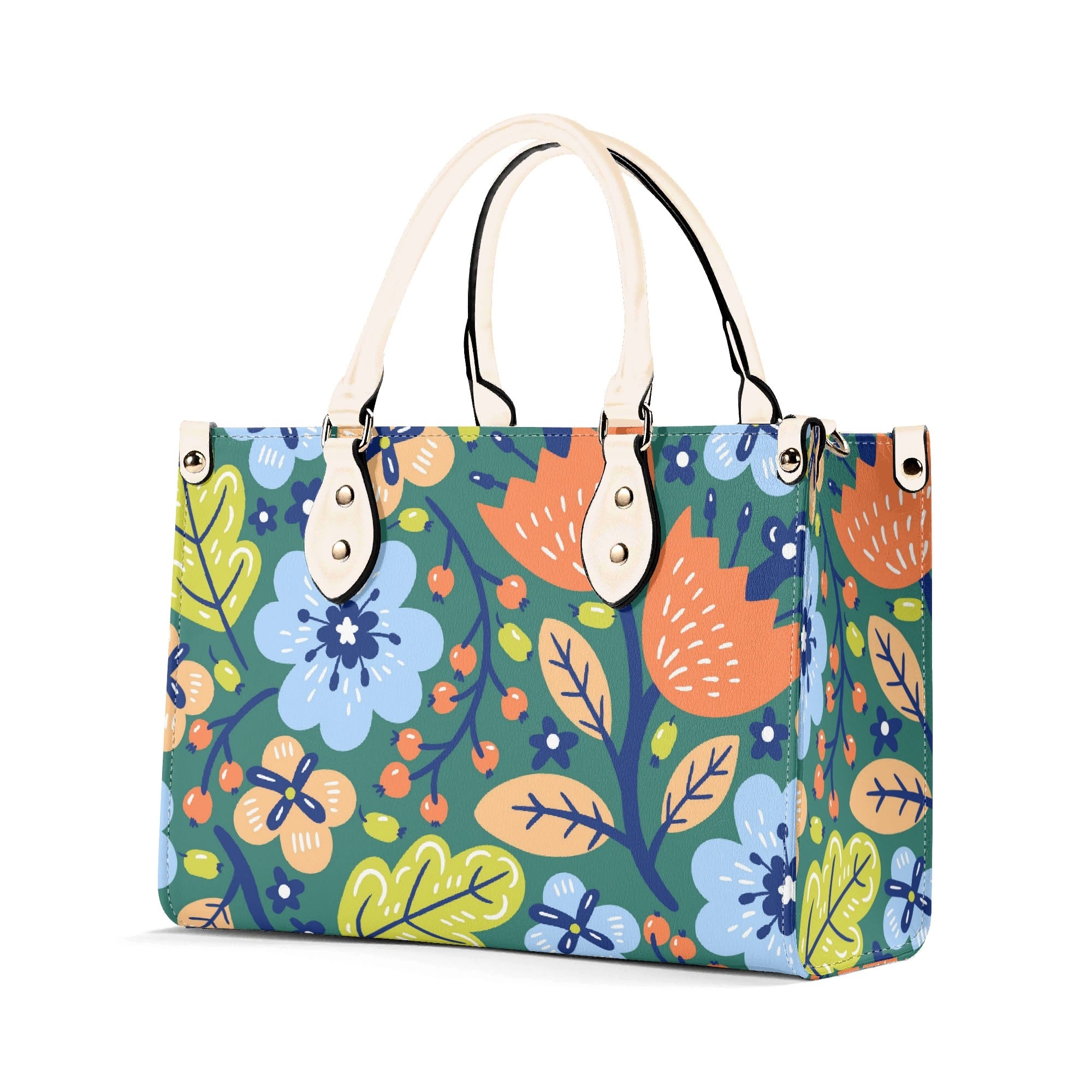 Bright Boho Flowers Luxury PU Leather Handbag Luxury PU Leather Handbag Plants Printed Offshore