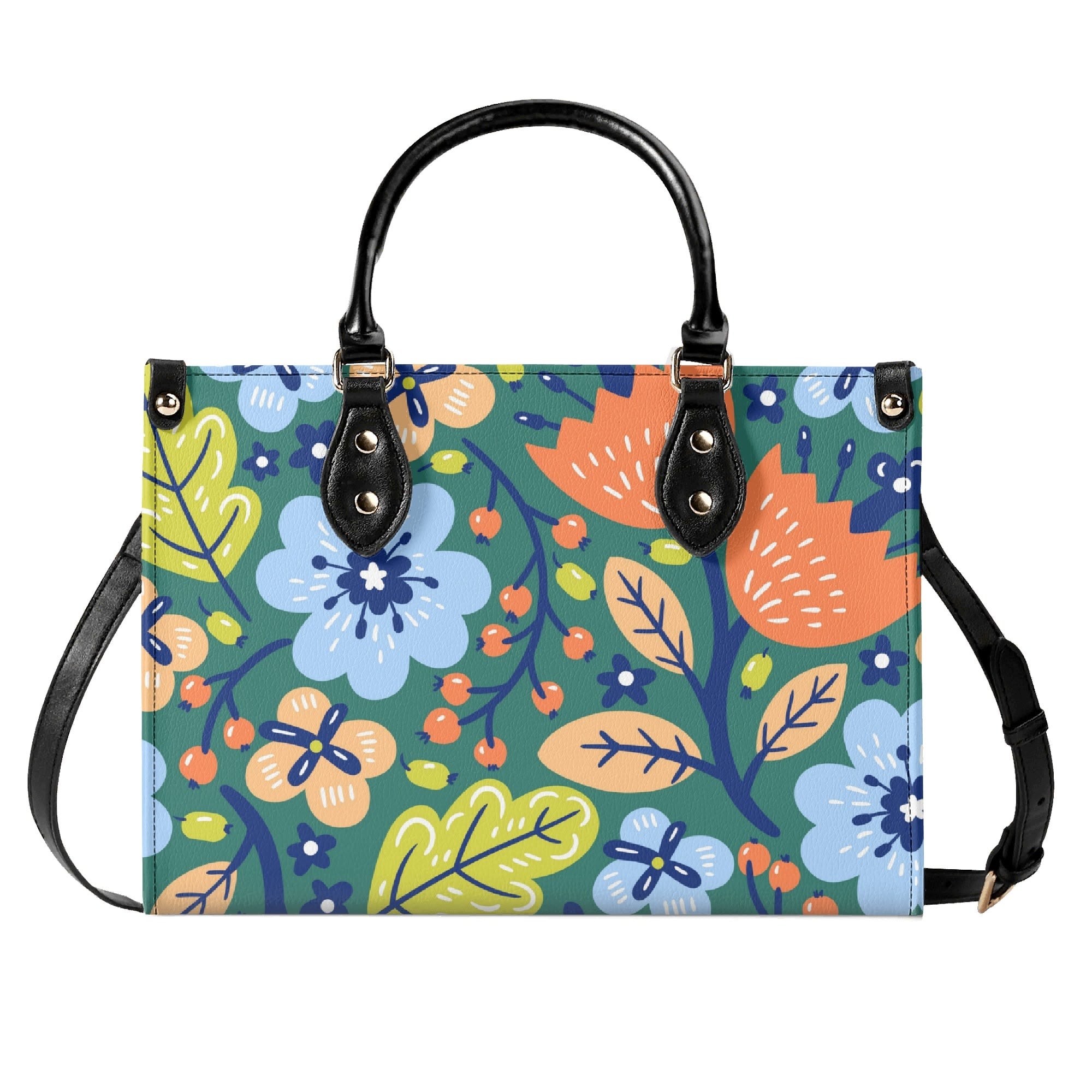 Bright Boho Flowers Luxury PU Leather Handbag Luxury PU Leather Handbag Plants Printed Offshore
