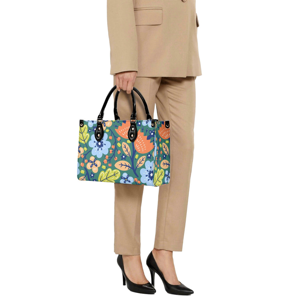 Bright Boho Flowers Luxury PU Leather Handbag Luxury PU Leather Handbag Plants Printed Offshore