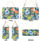 Bright Boho Flowers Luxury PU Leather Handbag Luxury PU Leather Handbag Plants Printed Offshore