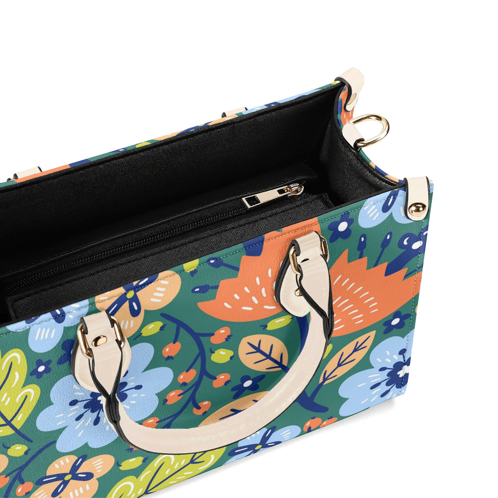 Bright Boho Flowers Luxury PU Leather Handbag Luxury PU Leather Handbag Plants Printed Offshore