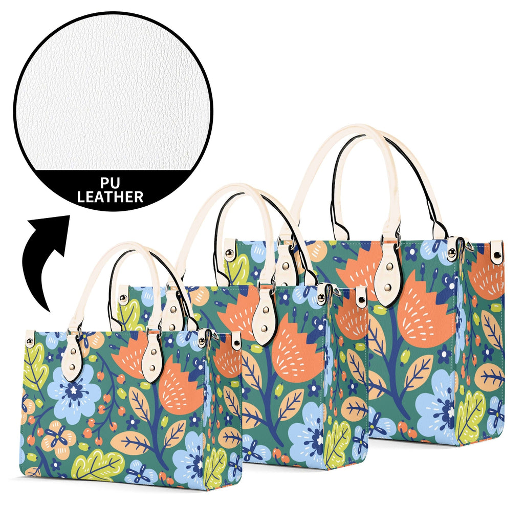 Bright Boho Flowers Luxury PU Leather Handbag Luxury PU Leather Handbag Plants Printed Offshore