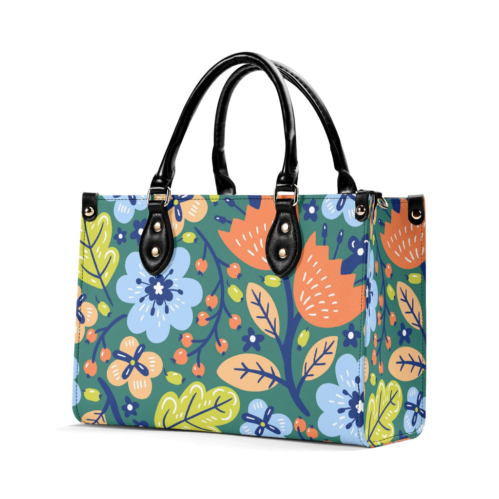 Bright Boho Flowers Luxury PU Leather Handbag Luxury PU Leather Handbag Plants Printed Offshore