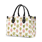 Cactus Pots And Flowers Luxury PU Leather Handbag Luxury PU Leather Handbag Plants Printed Offshore