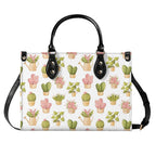 Cactus Pots And Flowers Luxury PU Leather Handbag Luxury PU Leather Handbag Plants Printed Offshore