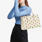 Cactus Pots And Flowers Luxury PU Leather Handbag Luxury PU Leather Handbag Plants Printed Offshore