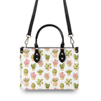 Cactus Pots And Flowers Luxury PU Leather Handbag Luxury PU Leather Handbag Plants Printed Offshore