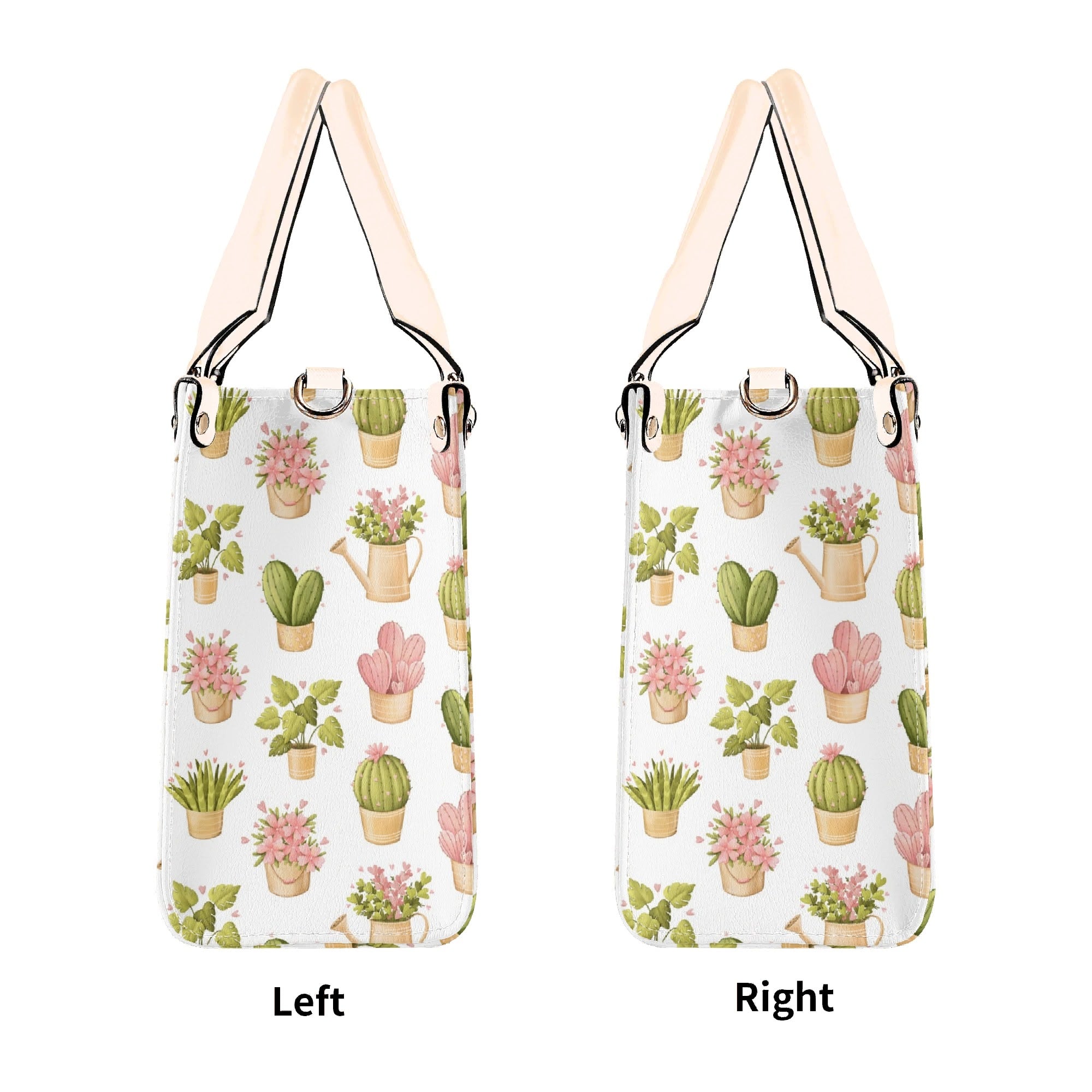 Cactus Pots And Flowers Luxury PU Leather Handbag Luxury PU Leather Handbag Plants Printed Offshore