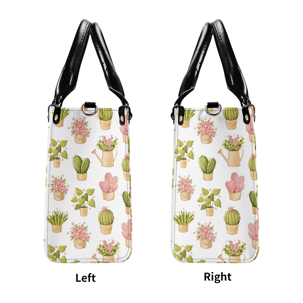 Cactus Pots And Flowers Luxury PU Leather Handbag Luxury PU Leather Handbag Plants Printed Offshore