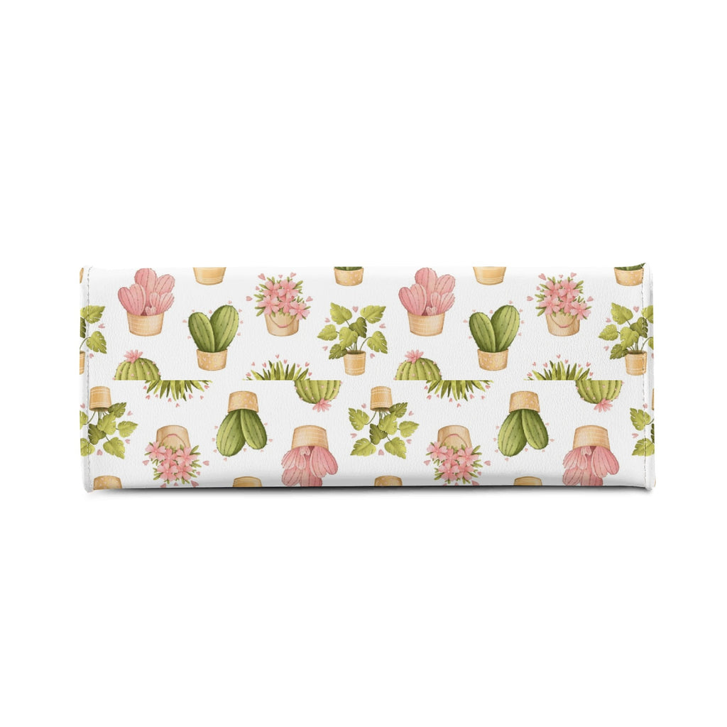 Cactus Pots And Flowers Luxury PU Leather Handbag Luxury PU Leather Handbag Plants Printed Offshore