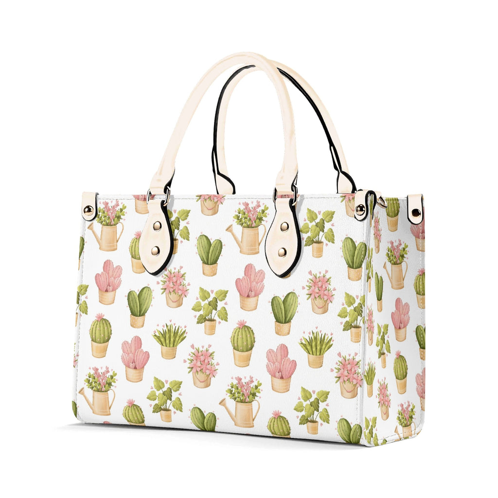 Cactus Pots And Flowers Luxury PU Leather Handbag Luxury PU Leather Handbag Plants Printed Offshore