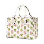 Cactus Pots And Flowers Luxury PU Leather Handbag Luxury PU Leather Handbag Plants Printed Offshore
