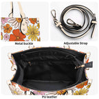 Orange Retro Floral Luxury PU Leather Handbag Luxury PU Leather Handbag Plants Printed Offshore Retro