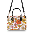 Orange Retro Floral Luxury PU Leather Handbag Luxury PU Leather Handbag Plants Printed Offshore Retro